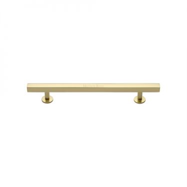 Click Here To Enlarge This Photo Of C4760 160-PB Heritage Brass Cabinet Pull Square Design with Footings 160mm ctc Polished Brass Finish