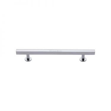 Click Here To Enlarge This Photo Of C4760 160-PC Heritage Brass Cabinet Pull Square Design with Footings 160mm ctc Polished Chrome Finish
