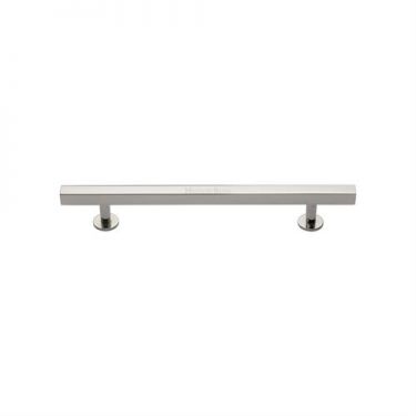 Click Here To Enlarge This Photo Of C4760 160-PNF Heritage Brass Cabinet Pull Square Design with Footings 160mm ctc Polished Nickel Finish