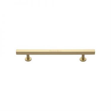 Click Here To Enlarge This Photo Of C4760 160-SB Heritage Brass Cabinet Pull Square Design with Footings 160mm ctc Satin Brass Finish
