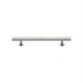C4760 96-PNF Heritage Brass Cabinet Pull Square Design with Footings 96mm ctc Polished Nickel Finish
