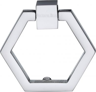 Click Here To Enlarge This Photo Of C6334-PC Heritage Brass Cabinet Drop Pull Hexagon Design 51mm Polished Chrome Finish