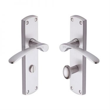 Click Here To Enlarge This Photo Of DIP7830-SN Heritage Brass Door Handle For Bathroom Diplomat Design Satin Nickel Finish