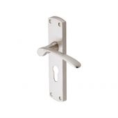 DIP7848-SN Heritage Brass Door Handle For Euro Profile Plate Diplomat Design Satin Nickel Finish