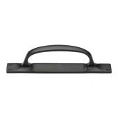 FB1142 178 M.Marcus Black Iron Rustic Cabinet Pull Handle on Plate 178mm