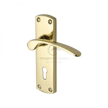 Click Here To Enlarge This Photo Of PR400-PB M.Marcus Project Hardware Door Handle Lever Lock Luca Design Polished Brass Finish