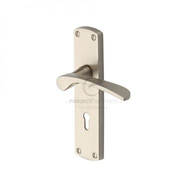 Click Here To Enlarge This Photo Of PR400-SN M.Marcus Project Hardware Door Handle Lever Lock Luca Design Satin Nickel Finish