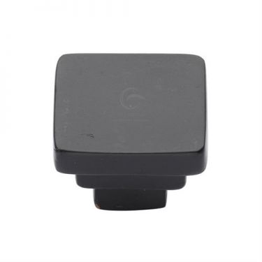 Click Here To Enlarge This Photo Of FB3672 38 M.Marcus Black Iron Rustic Cabinet Knob Square Stepped Design 38mm