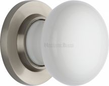 5010-SN Heritage Brass White Mortice Knob with Satin Nickel Base