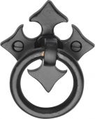 FB6331 M.Marcus Black Iron Rustic Fleur-De-Lys Cabinet Ring Drop Pull