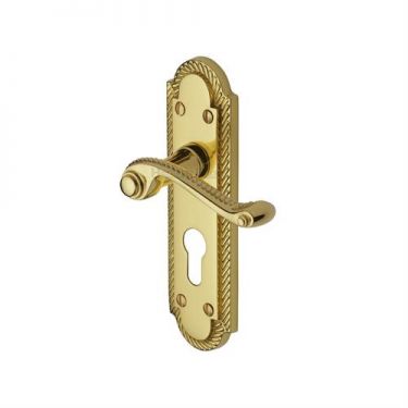 Click Here To Enlarge This Photo Of G028.48-PB Heritage Brass Door Handle For Euro Profile Plate Gainsborough Design Polished Brass Finish