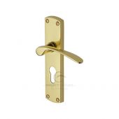 PR448-PB M.Marcus Project Hardware Door Handle For Euro Profile Plate Luca Design Polished Brass Finish