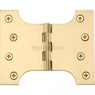 Click Here To Enlarge This Photo Of HG99-390-SB Heritage Brass Parliament Hinge Brass 4" x 3" x 5" Satin Brass Finish