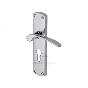 Click Here To Enlarge This Photo Of PR448-PC M.Marcus Project Hardware Door Handle For Euro Profile Plate Luca Design Polished Chrome Finish