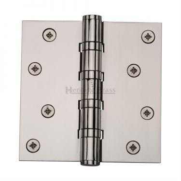 Click Here To Enlarge This Photo Of HG99-405-PNF Heritage Brass Ball Bearing Hinge 4" x 4" Polished Nickel Finish