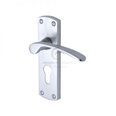 Click Here To Enlarge This Photo Of PR448-SC M.Marcus Project Hardware Door Handle For Euro Profile Plate Luca Design Satin Chrome Finish