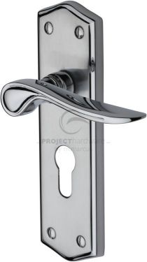 Click Here To Enlarge This Photo Of PR2448-AP M.Marcus Project Hardware Door Handle Euro Profile Plate Chester Design Apollo Finish
