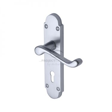 Click Here To Enlarge This Photo Of PR500-SC M.Marcus Project Hardware Door Handle Lever Lock Milton Design Satin Chrome Finish