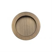 RD2322-AT M.Marcus Sliding Door Round Flush Pulls Antique Brass