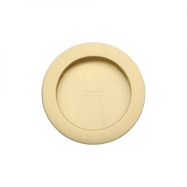 Click Here To Enlarge This Photo Of RD2322-SB M.Marcus Sliding Door Round Flush Pulls Satin Brass