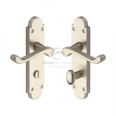 Click Here To Enlarge This Photo Of PR520-SN M.Marcus Project Hardware Door Handle For Bathroom Milton Design Satin Nickel Finish