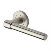 RS2017-SN Heritage Brass Door Handle Lever on Rose Phoenix Design Satin Nickel Finish