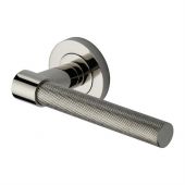 RS2018-PNF Heritage Brass Door Handle Lever on Rose Phoenix Knurled Design Polished Nickel Finish