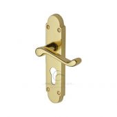 PR548-PB M.Marcus Project Hardware Door Handle For Euro Profile Plate Milton Design Polished Brass Finish