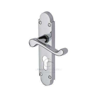 Click Here To Enlarge This Photo Of PR548-PC M.Marcus Project Hardware Door Handle For Euro Profile Plate Milton Design Polished Chrome Finish