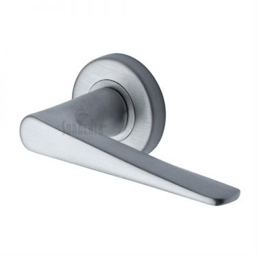 Click Here To Enlarge This Photo Of SC-2059-SC M.Marcus Sorrento Door Handle Lever Latch on Round Rose Amalfi Design Satin Chrome Finish