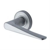 SC-2059-SC M.Marcus Sorrento Door Handle Lever Latch on Round Rose Amalfi Design Satin Chrome Finish