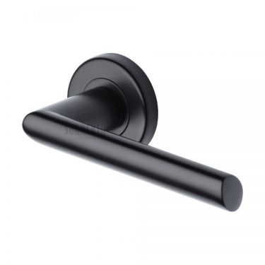 Click Here To Enlarge This Photo Of SC-4692-BLK M.Marcus Sorrento Door Handle Lever Latch on Round Rose Mercury Design Matt Black Finish