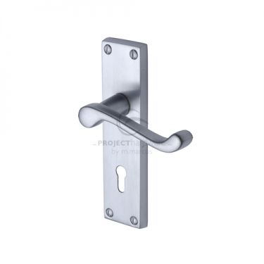 Click Here To Enlarge This Photo Of PR600-SC M.Marcus Project Hardware Door Handle Lever Lock Malvern Design Satin Chrome Finish