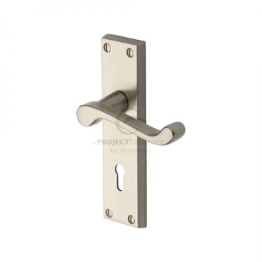 Click Here To Enlarge This Photo Of PR600-SN M.Marcus Project Hardware Door Handle Lever Lock Malvern Design Satin Nickel Finish
