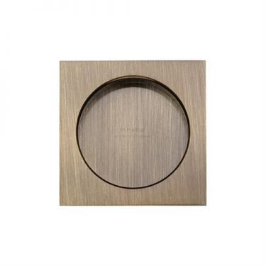 Click Here To Enlarge This Photo Of SQ2327-AT Heritage Brass Sliding Door Square Flush Pulls Antique Brass