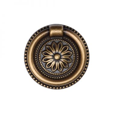 Click Here To Enlarge This Photo Of TK2224-047-DBS M.Marcus Floral Ring Pull 47mm Distressed Brass on Zinc Finish