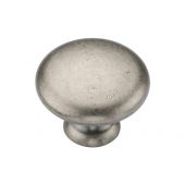 TK4226-035-DPW M.Marcus Classic Round Knob 35mm Distressed Pewter on Zinc Finish