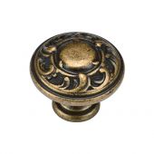 TK4401-035-DBS M.Marcus Decorated Round Knob 35mm Distressed Brass on Zinc Finish