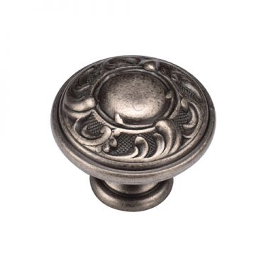 Click Here To Enlarge This Photo Of TK4401-035-DPW M.Marcus Decorated Round Knob 35mm Distressed Pewter on Zinc Finish