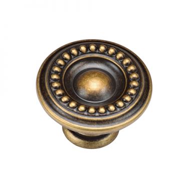 Click Here To Enlarge This Photo Of TK4404-035-DBS M.Marcus Beaded Round Knob 35mm Distressed Brass on Zinc Finish