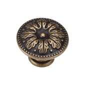 TK4479-035-DBS M.Marcus Floral Round Knob 35mm Distressed Brass on Zinc Finish