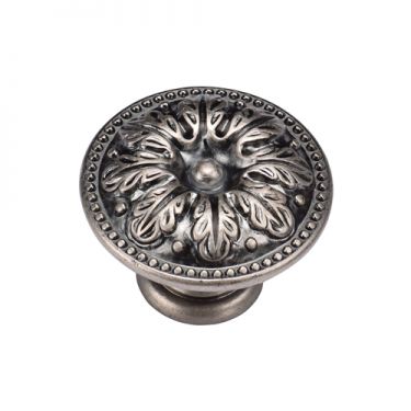 Click Here To Enlarge This Photo Of TK4479-035-DPW M.Marcus Floral Round Knob 35mm Distressed Pewter on Zinc Finish