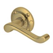 PR630-PB M.Marcus Project Hardware Door Handle Lever Latch on Round Rose Malvern Design Polished Brass Finish