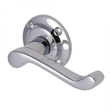 Click Here To Enlarge This Photo Of PR630-PC M.Marcus Project Hardware Door Handle Lever Latch on Round Rose Malvern Design Polished Chrome Finish