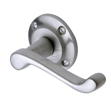 Click Here To Enlarge This Photo Of PR630-SC M.Marcus Project Hardware Door Handle Lever Latch on Round Rose Malvern Design Satin Chrome Finish