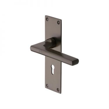 Click Here To Enlarge This Photo Of TRI1300-MB Heritage Brass Door Handle Lever Lock Trident Design Matt Bronze Finish