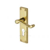 PR648-PB M.Marcus Project Hardware Door Handle For Euro Profile Plate Malvern Design Polished Brass Finish