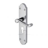 PR7048-PC M.Marcus Project Hardware Door Handle For Euro Profile Plate Kensington Design Polished Chrome Finish
