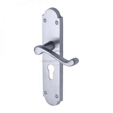 Click Here To Enlarge This Photo Of PR7048-SC M.Marcus Project Hardware Door Handle For Euro Profile Plate Kensington Design Satin Chrome Finish