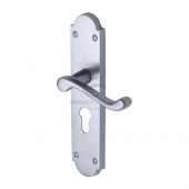 PR7048-SC M.Marcus Project Hardware Door Handle For Euro Profile Plate Kensington Design Satin Chrome Finish
